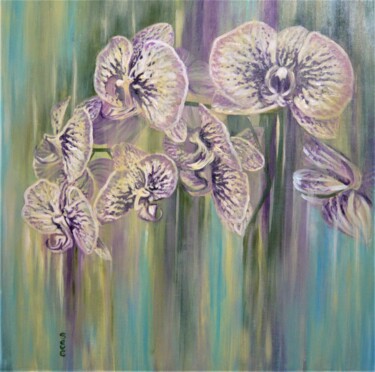 Painting titled "Composition florale…" by Nicole Severini (SEVE), Original Artwork, Acrylic Mounted on Wood Stretcher frame