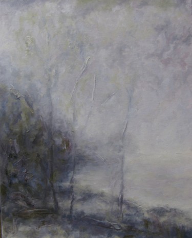 Peinture intitulée "Au bord du lac" par Nicole Serres, Œuvre d'art originale, Huile