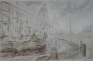 Peinture intitulée "Piazza Navona - Acq…" par Nicole Serres, Œuvre d'art originale