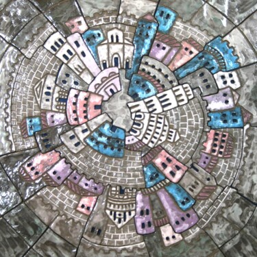 Sculpture titled "Medieval Pisa 2" by Nicoletta De Francesco, Original Artwork, Ceramics Mounted on Wood Panel