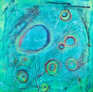 Painting titled "Green connection 20…" by Nicole Wucherer, Original Artwork, Acrylic Mounted on Wood Stretcher frame