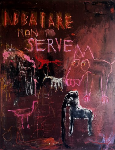 Pittura intitolato "NELLA MORSA DEL CANE" da Nicolò Guarraci, Opera d'arte originale, Acrilico