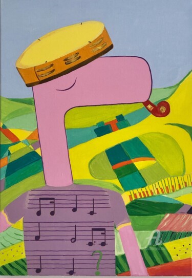 Pintura intitulada "Musician Pinko" por Nida Acun, Obras de arte originais, Acrílico