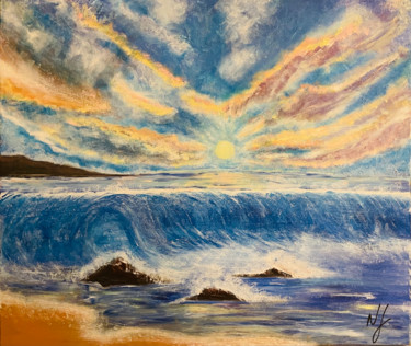 Painting titled "Sunset" by Nídia Ferreira Borges, Original Artwork, Acrylic