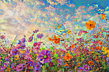 Painting titled "MODERN WILDFLOWERS…" by Nik Tod, Original Artwork, Acrylic Mounted on Wood Stretcher frame