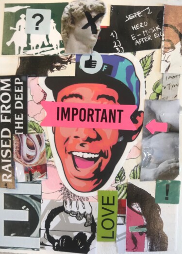 Collages intitulée "Important" par Nikv, Œuvre d'art originale, Collages