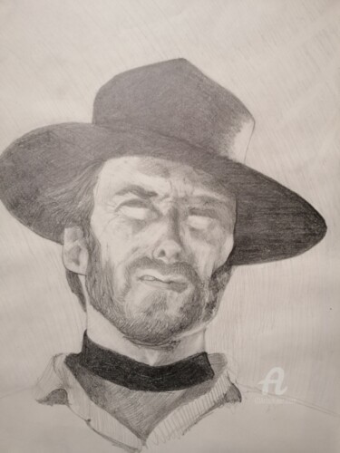 Σχέδιο με τίτλο "Clint Eastwood" από Nik, Αυθεντικά έργα τέχνης, Γραφίτης