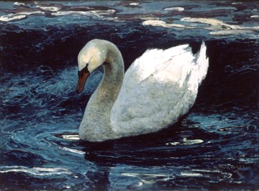 Painting titled "Lago di Lugano" by Nikolo Balkanski, Original Artwork, Oil
