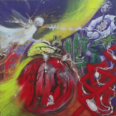 Pintura intitulada "Κίτρινη καρδιά" por Niki Goranova, Obras de arte originais, Acrílico