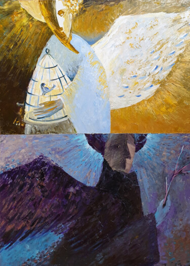 Картина под названием "Диптих "Иллюзия сво…" - Nikita Chaikovskiy, Подлинное произведение искусства, Акрил