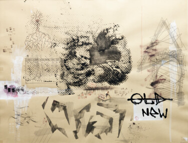 Painting titled "ESCAPE OF THE SUBJE…" by Nikita Nef, Original Artwork, Ink Mounted on Cardboard