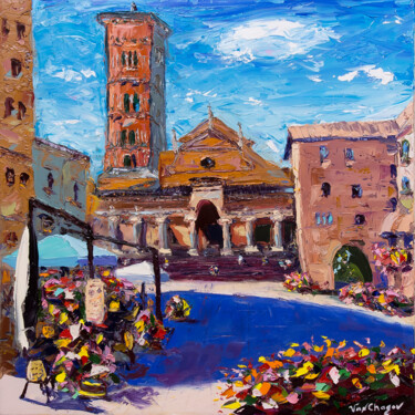 Painting titled "Large Italy Citysca…" by Nikita Van Chagov, Original Artwork, Oil