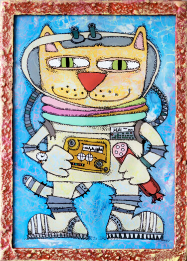 Malerei mit dem Titel "Space sausage" von Nikita Ostapenco, Original-Kunstwerk, Acryl