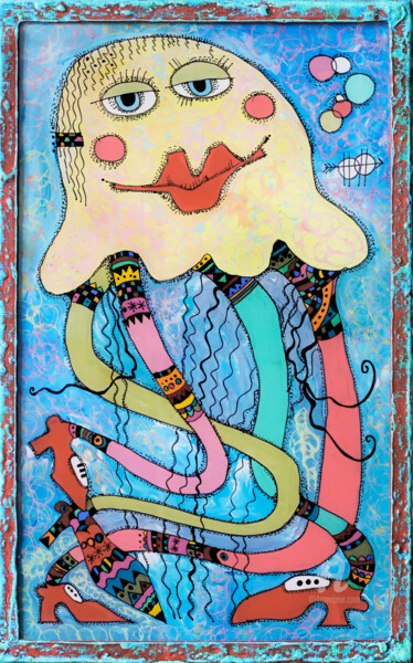 Schilderij getiteld "Jellyfish dance #2" door Nikita Ostapenco, Origineel Kunstwerk, Acryl