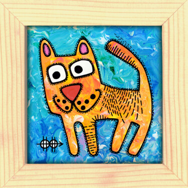 Schilderij getiteld "Kitty #5" door Nikita Ostapenco, Origineel Kunstwerk, Acryl