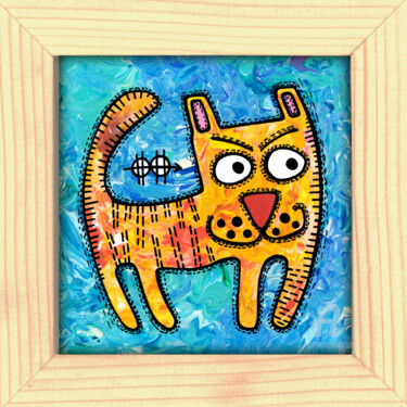 Schilderij getiteld "Kitty #1" door Nikita Ostapenco, Origineel Kunstwerk, Acryl