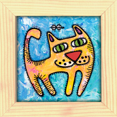 Malerei mit dem Titel "Kitty # 14" von Nikita Ostapenco, Original-Kunstwerk, Acryl
