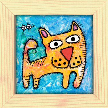 Schilderij getiteld "Kitty # 15" door Nikita Ostapenco, Origineel Kunstwerk, Acryl