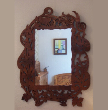 Design intitolato "lo specchio in stil…" da Hélène Guinand, Opera d'arte originale, Legno Montato su Pannello di legno