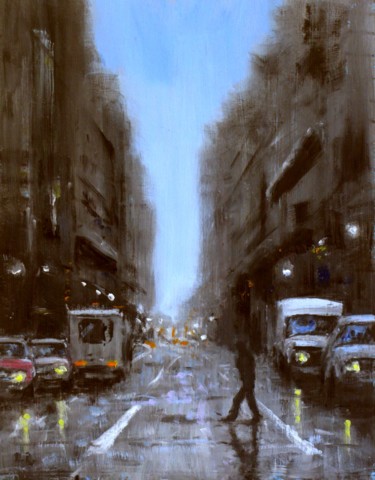 Painting titled "'Cityscape #6 ' Oil…" by Nikki Rosetti, Original Artwork, Oil