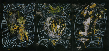Peinture intitulée "Triptych "Profiles"…" par Nikned, Œuvre d'art originale, Gouache