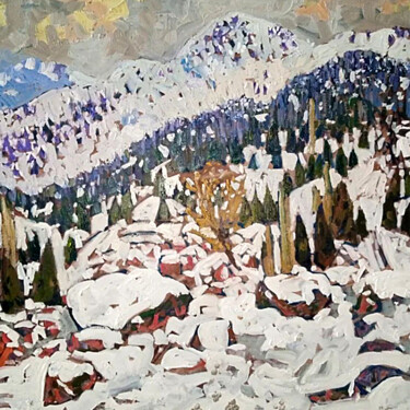 绘画 标题为“Mountain landscape” 由Bakhtiyar Urakov, 原创艺术品, 油 安装在木质担架架上