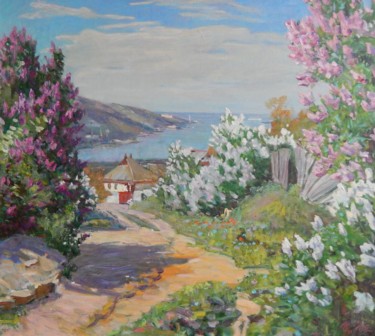 Картина под названием "View of the bay" - Nikolai Chebotaru, Подлинное произведение искусства, Масло