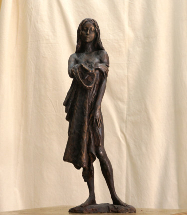 Sculpture titled "Girl with drappery" by Nikolai Shatalov, Original Artwork, Bronze