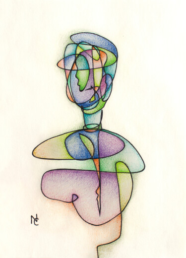 Disegno intitolato "Invisible Man" da Nikolay Starostenko, Opera d'arte originale, Matite colorate