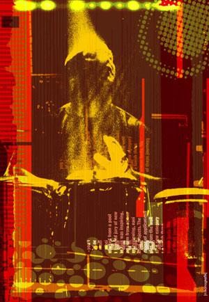 Arte digital titulada "percussions" por Nikonografik, Obra de arte original, Collages digitales