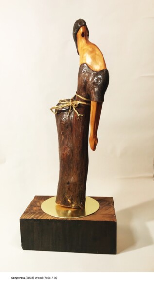 Скульптура под названием "Songstress" - George Nikonov, Подлинное произведение искусства, Дерево