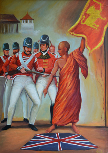 Malerei mit dem Titel "Patriotic Martyr" von Nilantha Vidanarachchi, Original-Kunstwerk, Öl Auf Keilrahmen aus Holz montiert