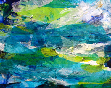 Pittura intitolato "vague verte" da Nima, Opera d'arte originale, Acrilico Montato su Cartone