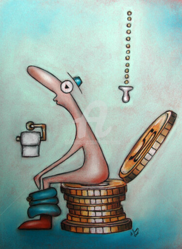 Tekening getiteld "Ich scheiß auf Geld" door Nina Boos, Origineel Kunstwerk, Krijt