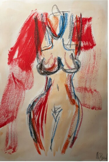 Pittura intitolato "Nude No.1/ 2024" da Nina Brandhoff, Opera d'arte originale, Acrilico Montato su Altro pannello rigido