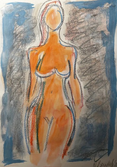 Painting titled "Nude No.2/ 2024" by Nina Brandhoff, Original Artwork, Acrylic Mounted on Other rigid panel