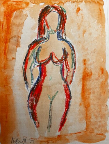 Painting titled "Nude No. 4/ 2024" by Nina Brandhoff, Original Artwork, Acrylic Mounted on Other rigid panel