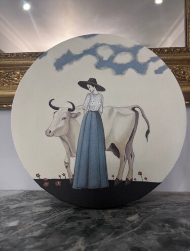 Pittura intitolato "Cowgirl" da Nina Grighel, Opera d'arte originale, Acrilico Montato su Telaio per barella in legno