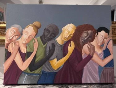 Картина под названием "Let's hug" - Nina Grighel, Подлинное произведение искусства, Акрил Установлен на Деревянная рама для…