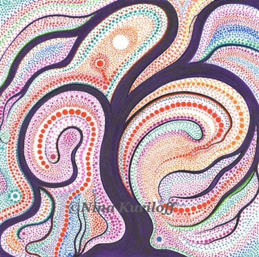 Drawing titled "Purple Tree & Swirl…" by Nina Kuriloff, Original Artwork, Ink