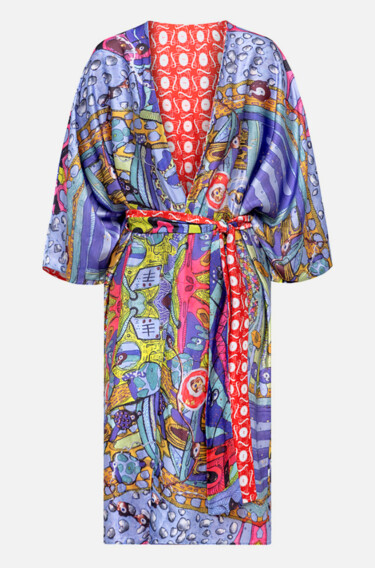 Art textile intitulée "Kimono transformer" par Nina Rassen, Œuvre d'art originale, Tissu