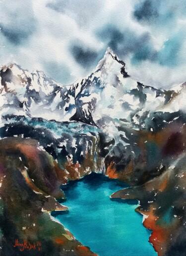 绘画 标题为“Mountain Lake” 由Nina Rusakova, 原创艺术品, 水彩