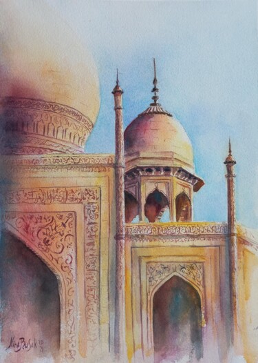 Pittura intitolato "Taj Mahal" da Nina Rusakova, Opera d'arte originale, Acquarello