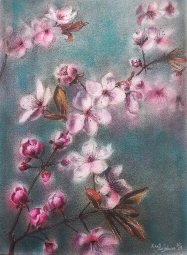 Peinture intitulée "Cherry blossom" par Nina Rusakova, Œuvre d'art originale, Aquarelle