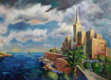 Картина под названием "У моря. Мальта" - Nina Silaeva, Подлинное произведение искусства, Масло Установлен на Деревянная рама…