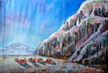 Painting titled "Climbing Kilimanjaro" by Nina Silaeva, Original Artwork