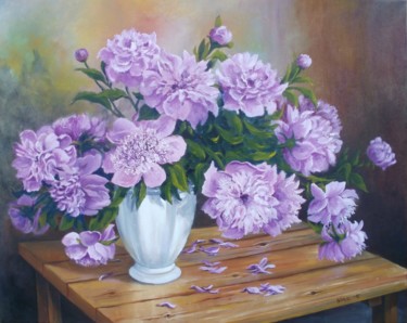 Картина под названием "Dreaming in Purple" - Nina Mitkova, Подлинное произведение искусства, Масло