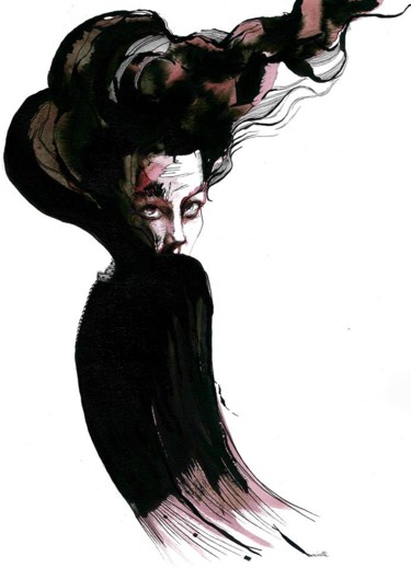 Dibujo titulada "L'OMBRE" por Ninette Eponyme, Obra de arte original, Tinta