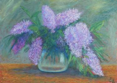 Pintura intitulada "Lilacs" por Nino Gudadze, Obras de arte originais, Pastel