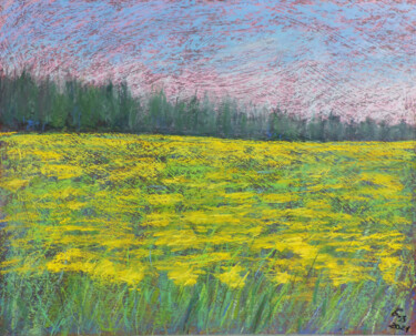 Painting titled "Wild Field" by Nino Gudadze, Original Artwork, Pastel